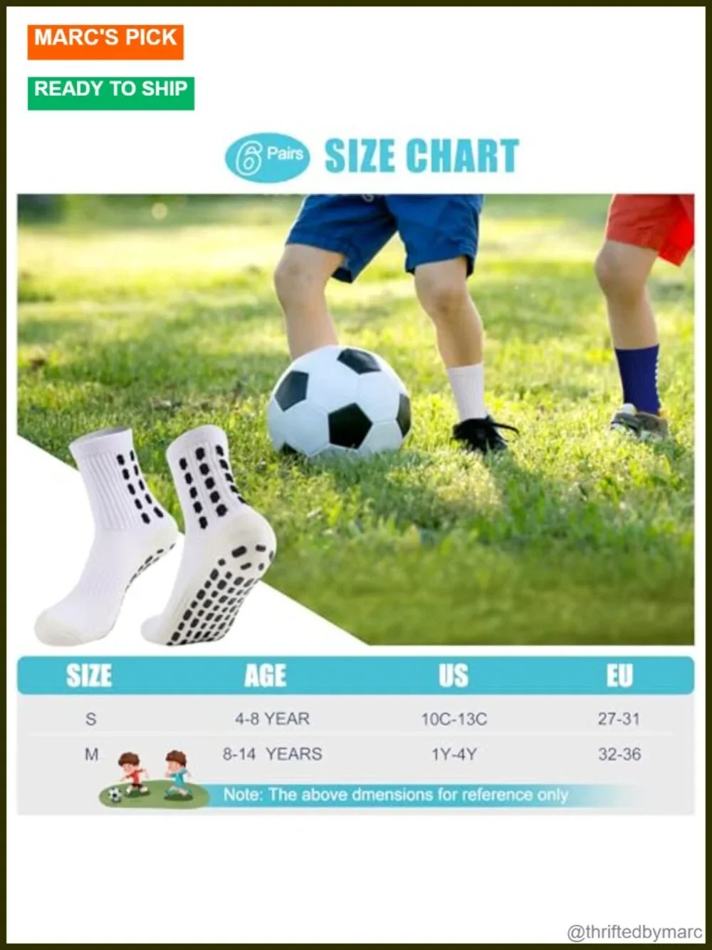 Kids Grip Soccer Socks - Non Slip Cushioned Athletic Socks for Football